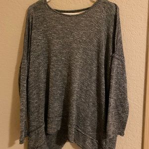 Gray sweater with open back detailing